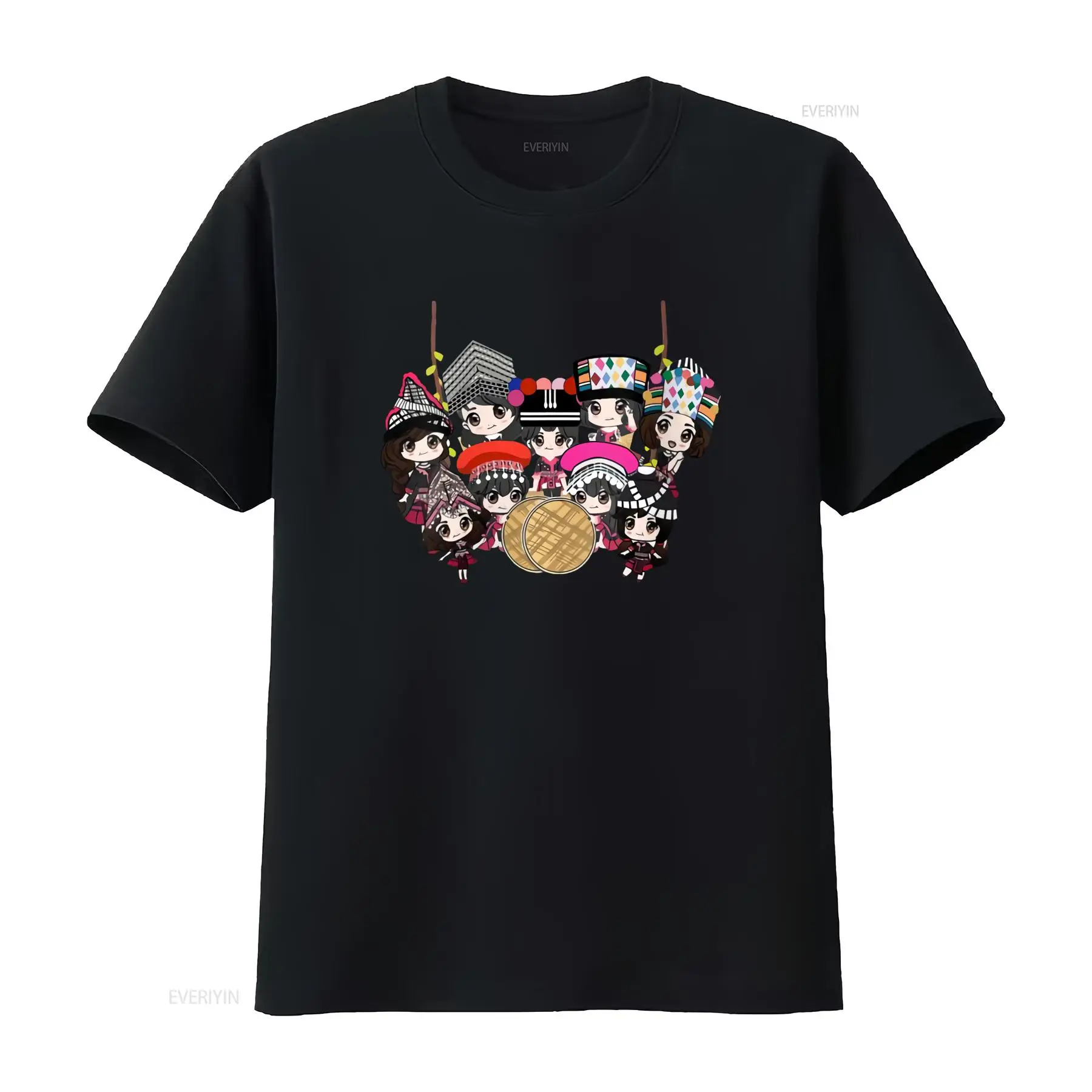 Fashion Ethnic Wear For Men - 9 Hmong Girls Cartoon Print T