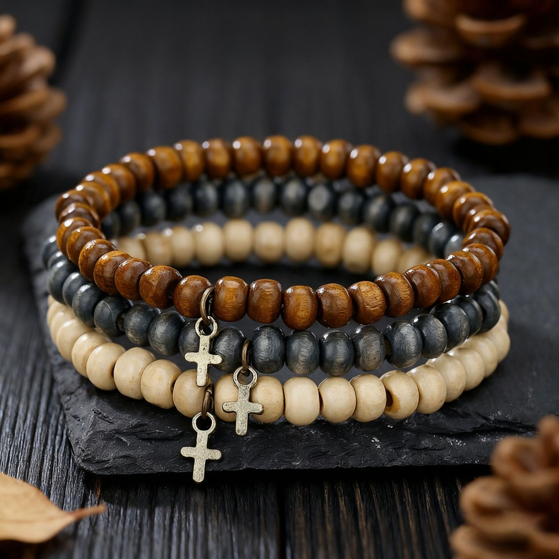 Wood Beaded Bracelet for Men,  - огляд і ціна Fashion Ethnic Wear For Men