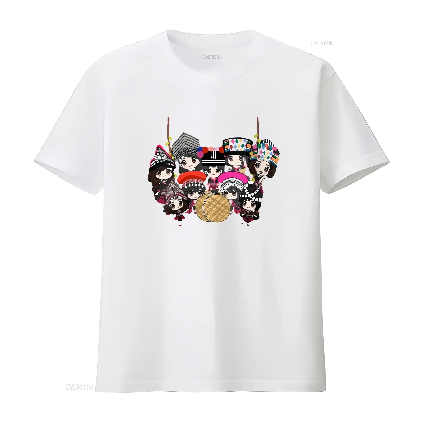 9 Hmong Girls Cartoon Print T  - огляд і ціна Fashion Ethnic Wear For Men